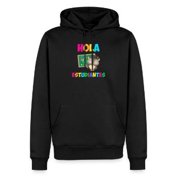 Hola Estudiantes, hallo Klasse lustig Spanisch unterrichten - Männer Premium Bio Hoodie - Schwarz - Vorne - Nico (187cm)