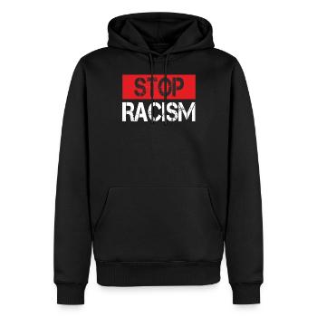 Stop racism - Men’s Premium Organic Hoodie - black - Front - Nico (187cm)