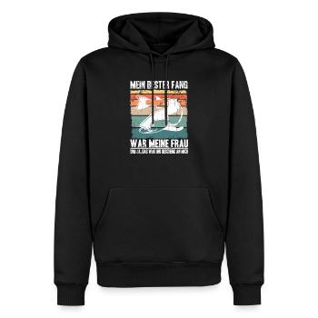 Mein bester Fang Lustig Spruch Angler Angeln Papa - Männer Premium Bio Hoodie - Schwarz - Vorne - Nico (187cm)