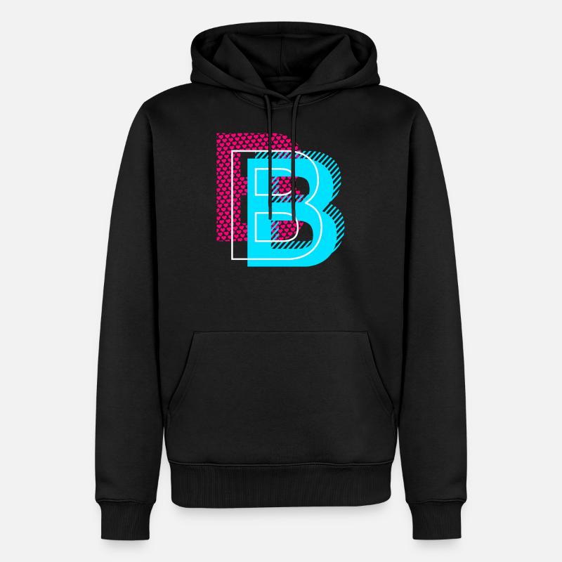 Lettre initiale B - Sweat à capuche Premium bio Homme - noir