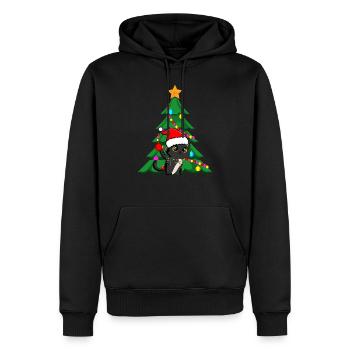 Noël chat noir de Noël - Sweat à capuche Premium bio Homme - noir - Devant - Nico (187cm)