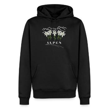 Alpen, Edelweiss, Berge - Männer Premium Bio Hoodie - Schwarz - Vorne - Nico (187cm)