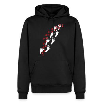 Empreintes | Amoureux des chiens, marche de chien - Sweat à capuche Premium bio Homme - noir - Devant - Nico (187cm)