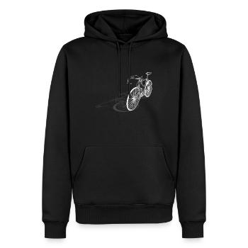 Rennrad Silhouette mit Schatten Design - Männer Premium Bio Hoodie - Schwarz - Vorne - Nico (187cm)