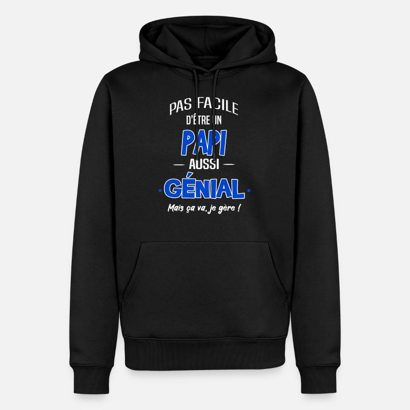 PAPI - Sweat à capuche Premium bio Homme - noir