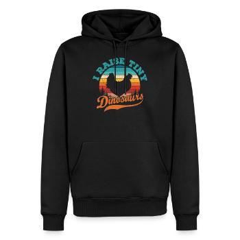 Je soulève la silhouette de poulet de minuscule dinosaure rétro des années 70 - Sweat à capuche Premium bio Homme - noir - Devant - Nico (187cm)