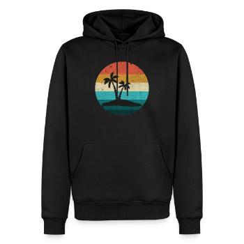 Sonnenuntergang retro - Männer Premium Bio Hoodie - Schwarz - Vorne - Nico (187cm)