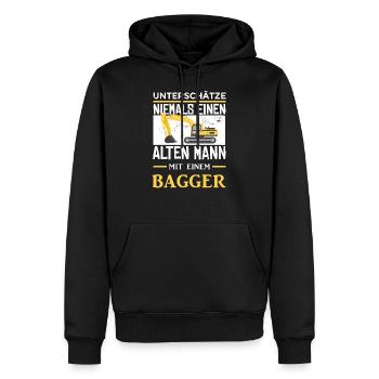Alten Mann Mit Bagger Baggerfahrer Bagger - Männer Premium Bio Hoodie - Schwarz - Vorne - Nico (187cm)