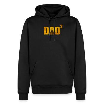 Papa au pouvoir de 2 papas à deux reprises père de deux filles - Sweat à capuche Premium bio Homme - noir - Devant - Nico (187cm)