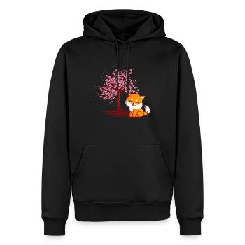 Shiba Inu chien fleur de cerisier japonais - Sweat à capuche Premium bio Homme - noir - Devant - Nico (187cm)