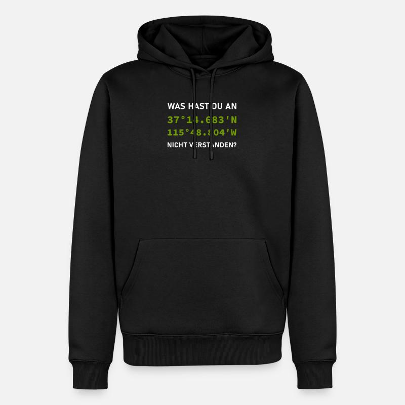 Lustiger Geocaching Spruch - GPS-Schatzsuche - Männer Premium Bio Hoodie - Schwarz