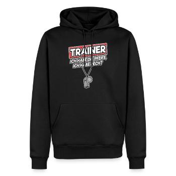 Trainer Handball Fußball Coach Tennis Lustig - Männer Premium Bio Hoodie - Schwarz - Vorne - Nico (187cm)