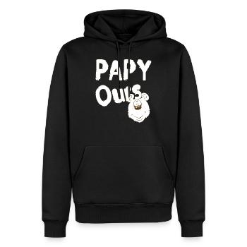 Papy Ours blanc - Sweat à capuche Premium bio Homme - noir - Devant - Nico (187cm)