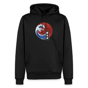 Vaporwave Big Wave Japan Japanisch Retro Kanagawa - Männer Premium Bio Hoodie - Schwarz - Vorne - Nico (187cm)