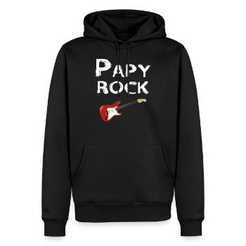 Papy Rock weiße E-Gitarre - Männer Premium Bio Hoodie - Schwarz - Vorne - Nico (187cm)