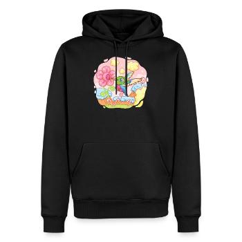 Sweet hummingbird visits candy country - Men’s Premium Organic Hoodie - black - Front - Nico (187cm)