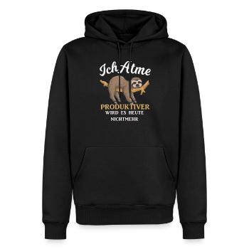 Lustiges Faultier Ich Atme Produktiver Wird Es - Männer Premium Bio Hoodie - Schwarz - Vorne - Nico (187cm)