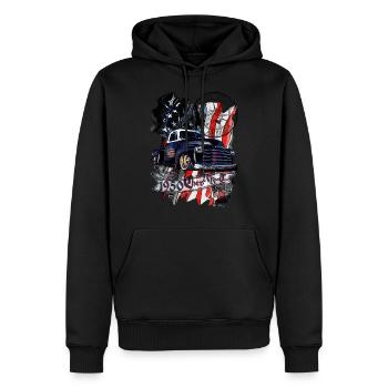 1950 Chev V8 Vintage Pickup Truck Blau Schwarz - Männer Premium Bio Hoodie - Schwarz - Vorne - Nico (187cm)
