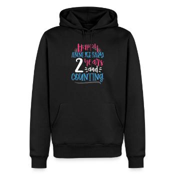 Joyeux anniversaire 2 ans et comptage 2e - Sweat à capuche Premium bio Homme - noir - Devant - Nico (187cm)