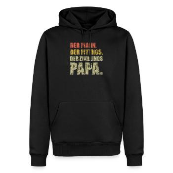Der Mann der Mythos der Zwillingspapa Geschenk - Männer Premium Bio Hoodie - Schwarz - Vorne - Nico (187cm)