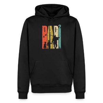 Papa haut 2 père double papa chasseur cadeaux - Sweat à capuche Premium bio Homme - noir - Devant - Nico (187cm)