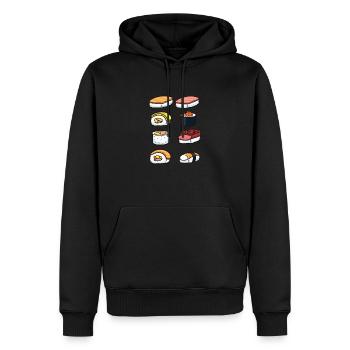 assiette de sushi - Sweat à capuche Premium bio Homme - noir - Devant - Nico (187cm)