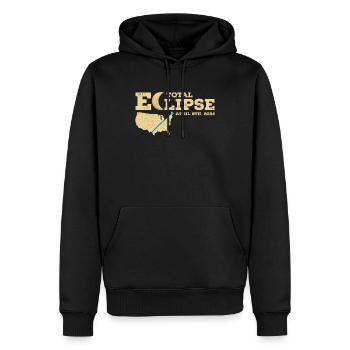 Eclipse solaire du 8 avril 2024 chemin du - Sweat à capuche Premium bio Homme - noir - Devant - Nico (187cm)