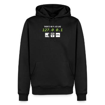 There is No Place Like 127.0.0.1 lustiges Admin - Männer Premium Bio Hoodie - Schwarz - Vorne - Nico (187cm)