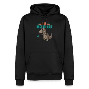 Dino - Sweat à capuche Premium bio Homme - noir - Devant - Nico (187cm)