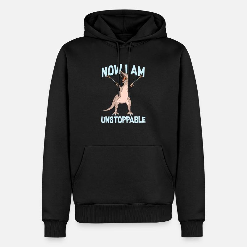 Dinosaurier unstoppable - Männer Premium Bio Hoodie - Schwarz