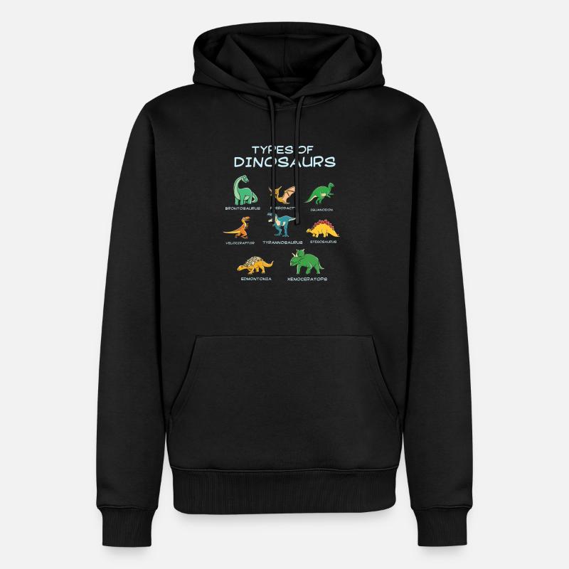 Dinosaure tous types - Sweat à capuche Premium bio Homme - noir