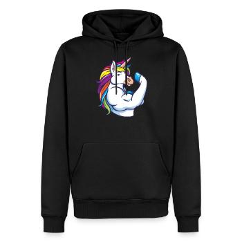 Unicorn Muscles - Funny Fitness Gym Rainbow Gift - Men’s Premium Organic Hoodie - black - Front - Nico (187cm)