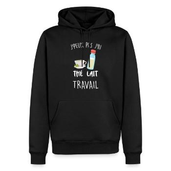 télétravail et humour - Sweat à capuche Premium bio Homme - noir - Devant - Nico (187cm)