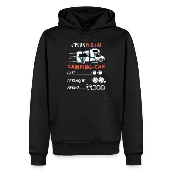 Le camping car s'amuse ! - Sweat à capuche Premium bio Homme - noir - Devant - Nico (187cm)