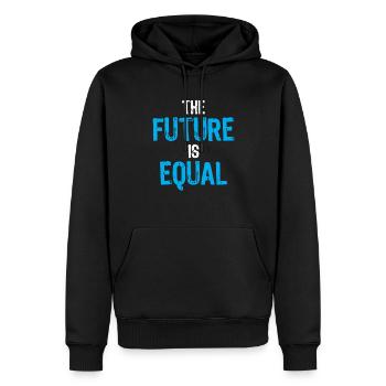 Gleichheit und soziale Gerechtigkeit Die Zukunft ist gleich - Männer Premium Bio Hoodie - Schwarz - Vorne - Nico (187cm)