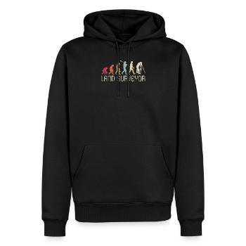 Landvermesser Evolution, lustiger Landvermesser - Männer Premium Bio Hoodie - Schwarz - Vorne - Nico (187cm)