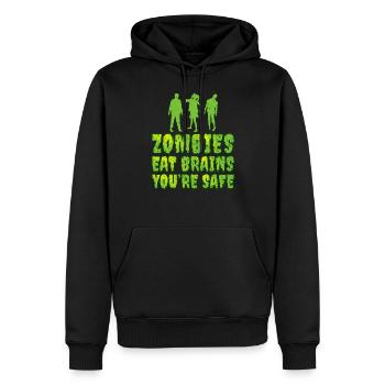 Humour de zombies Les zombies mangent des cerveaux, vous êtes en sécurité - Sweat à capuche Premium bio Homme - noir - Devant - Nico (187cm)