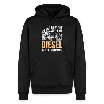 I love the smell of diesel in the morning - Männer Premium Bio Hoodie - Schwarz - Vorne - Nico (187cm)