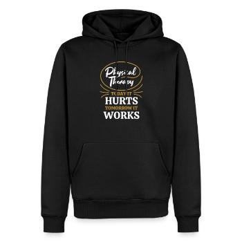 Cadeau de physiothérapeute aujourd'hui ça fait mal demain - Sweat à capuche Premium bio Homme - noir - Devant - Nico (187cm)