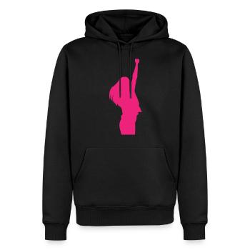 Femme fille victoire pose - Sweat à capuche Premium bio Homme - noir - Devant - Nico (187cm)