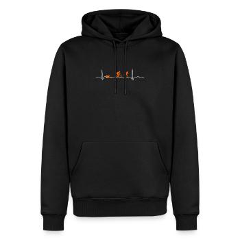 Herzschlag Triathlon - Männer Premium Bio Hoodie - Schwarz - Vorne - Nico (187cm)