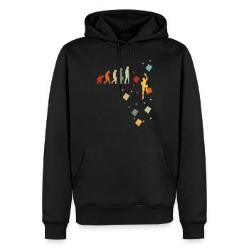 Klettern Bouldern vintage Bergsteigen Evolution - Männer Premium Bio Hoodie - Schwarz - Vorne - Nico (187cm)
