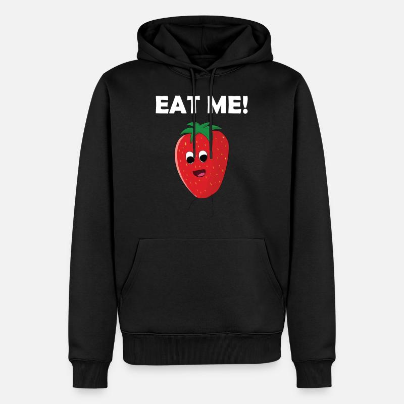 Erdbeere - Männer Premium Bio Hoodie - Schwarz