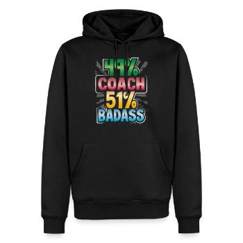 Coach Geschenk 49% Coach 51% Badass Coach Humor - Männer Premium Bio Hoodie - Schwarz - Vorne - Nico (187cm)