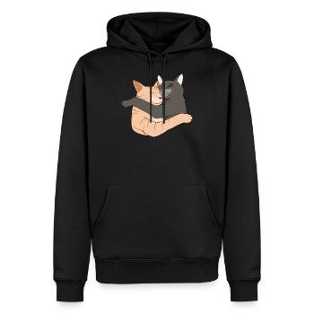 Chat chaton couples chats couple animal - Sweat à capuche Premium bio Homme - noir - Devant - Nico (187cm)