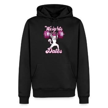 Poids avant les dates - Cadeau drôle de la fille au chat - Sweat à capuche Premium bio Homme - noir - Devant - Nico (187cm)