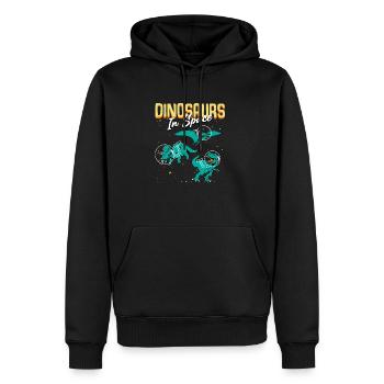 dinosaure dans l'espace - Sweat à capuche Premium bio Homme - noir - Devant - Nico (187cm)