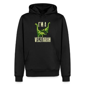 Dino végétarien - Sweat à capuche Premium bio Homme - noir - Devant - Nico (187cm)