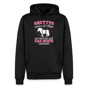 Shetty Shetland Pony Pferd Reiterin Damen Mädchen - Männer Premium Bio Hoodie - Schwarz - Vorne - Nico (187cm)