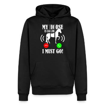 Pferd rufen - Männer Premium Bio Hoodie - Schwarz - Vorne - Nico (187cm)